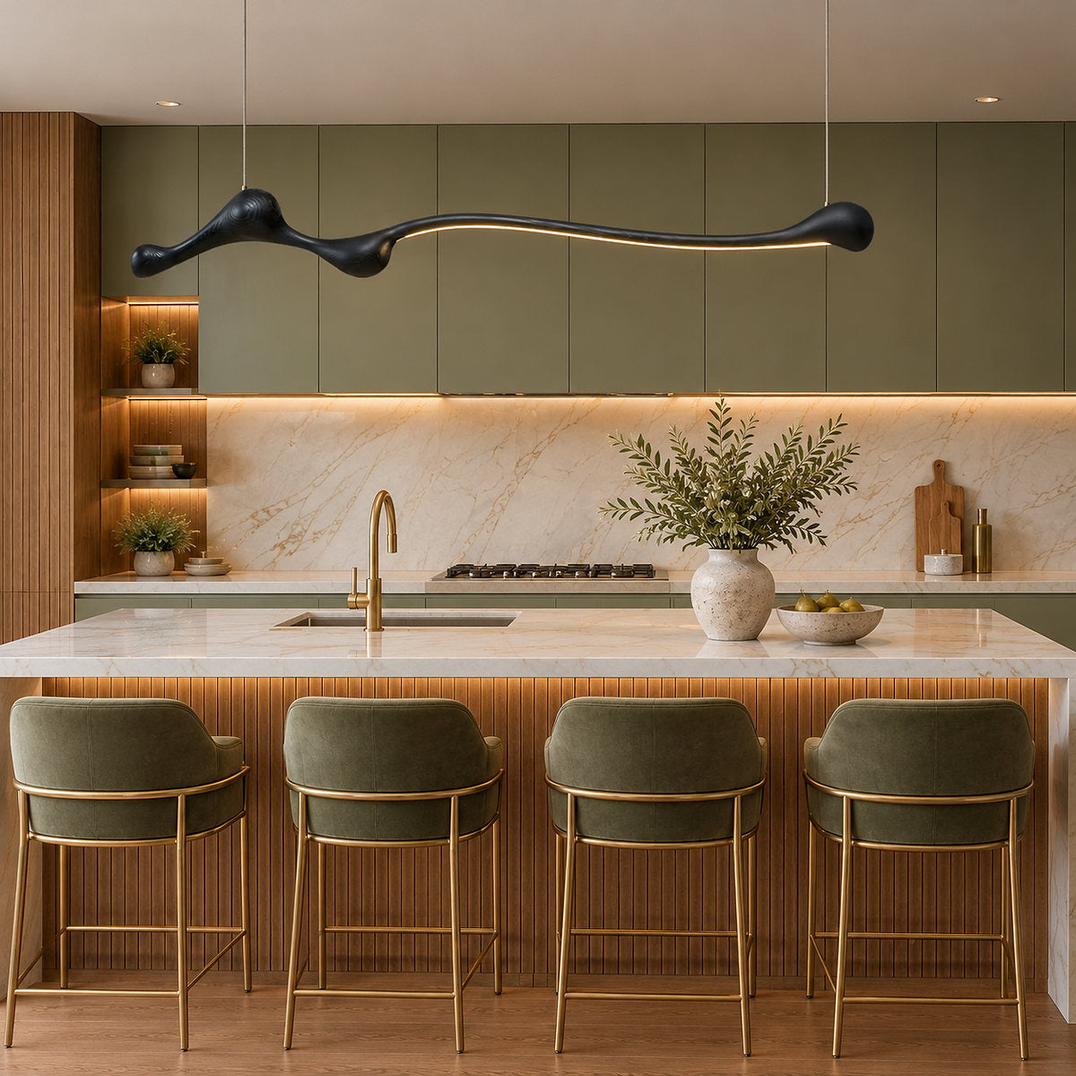 Sculpted Ash Wood Organic Branch Pendant Light