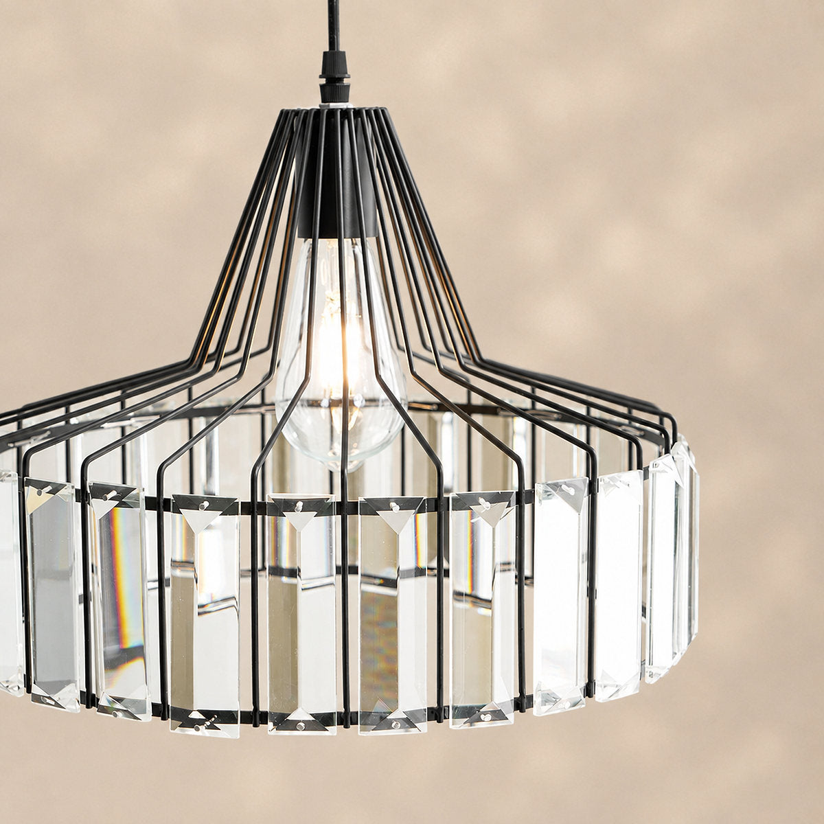 Round Crystal Drum Pendant Light for Dining Room & Living Room