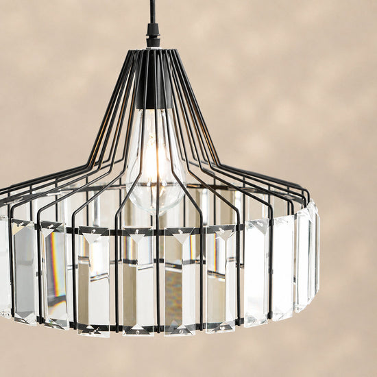 Round Crystal Drum Pendant Light for Dining Room & Living Room