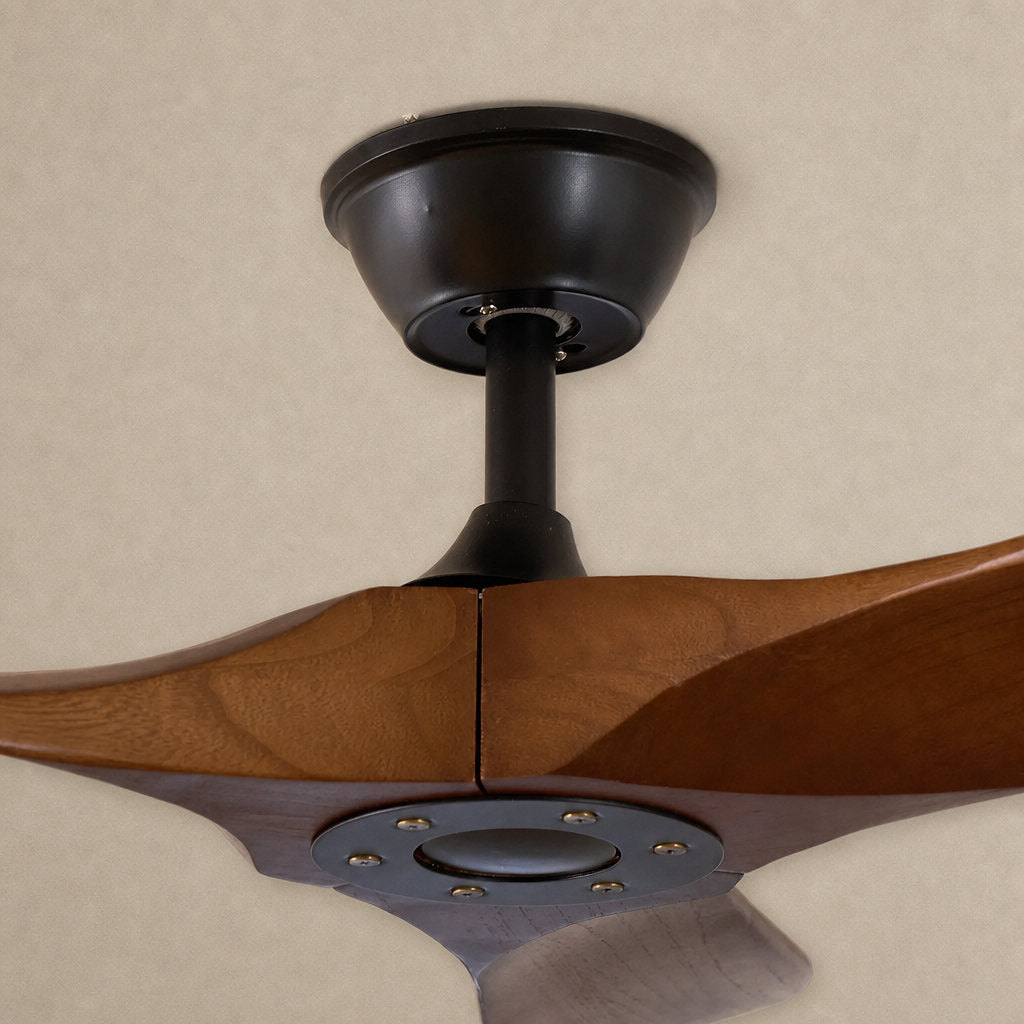 Aero Breeze Ceiling Fan Light, 42~52-Inch x H 13.8-Inch, Walnut Wood & Black for Living Room
