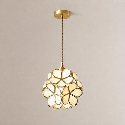 Petal-Shaped Glass Pendant Light with Brass Fitting