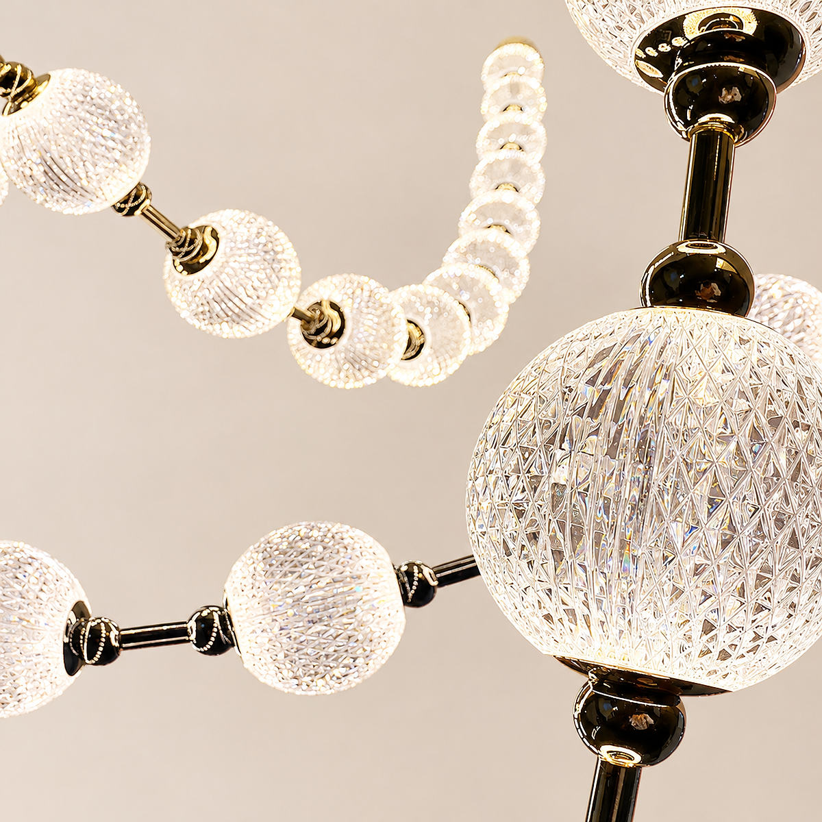 Draped Acrylic Sphere Link Chandelier