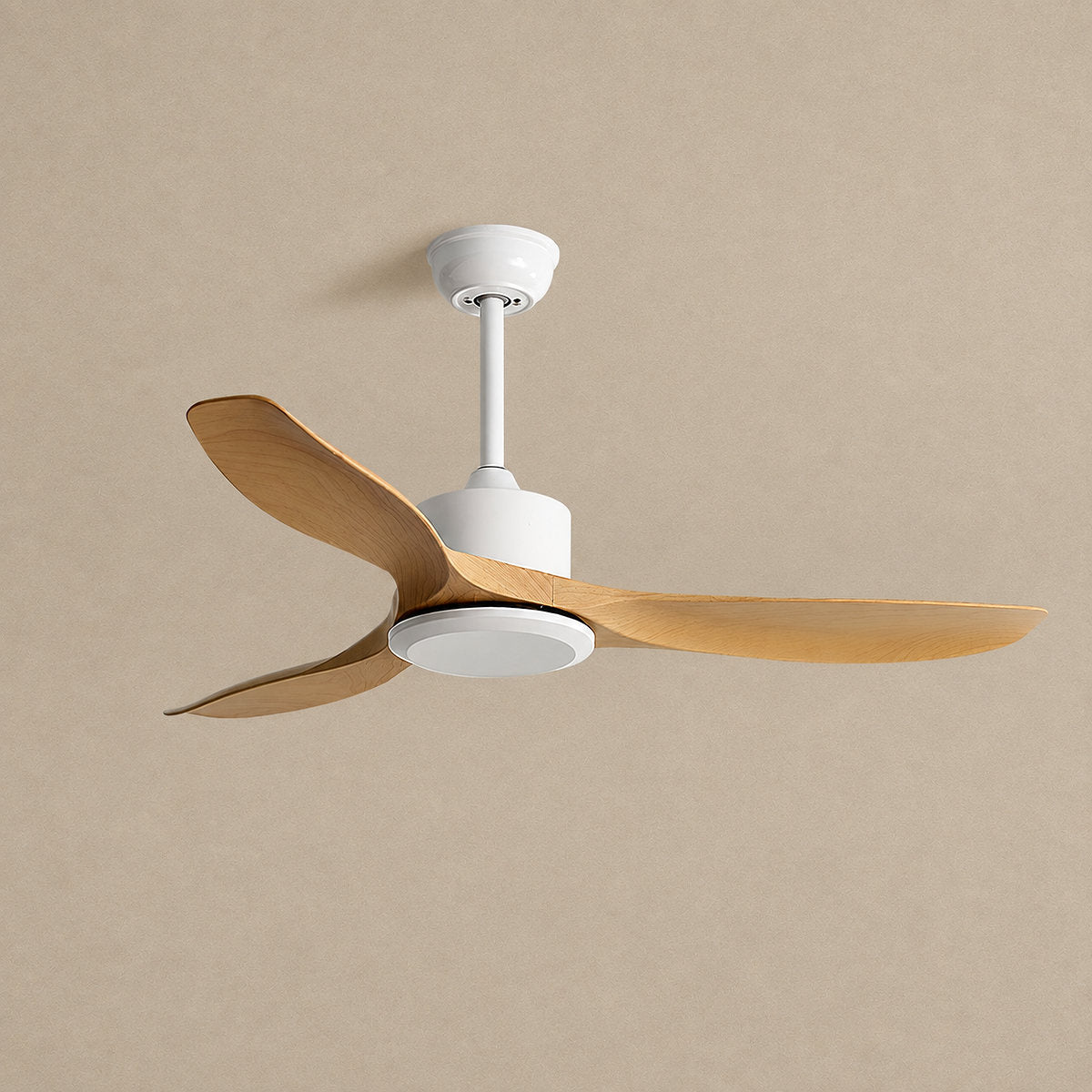 Amelia Ceiling Fan Light, 42~52-Inch x H 9.8-Inch, Natural Wood Grain & White (ABS blades) for Living Room