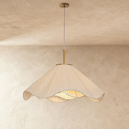 Elara Pendant Light, 15.7-Inch x H 59-Inch, Beige & Gold for Dining Room & Living Room