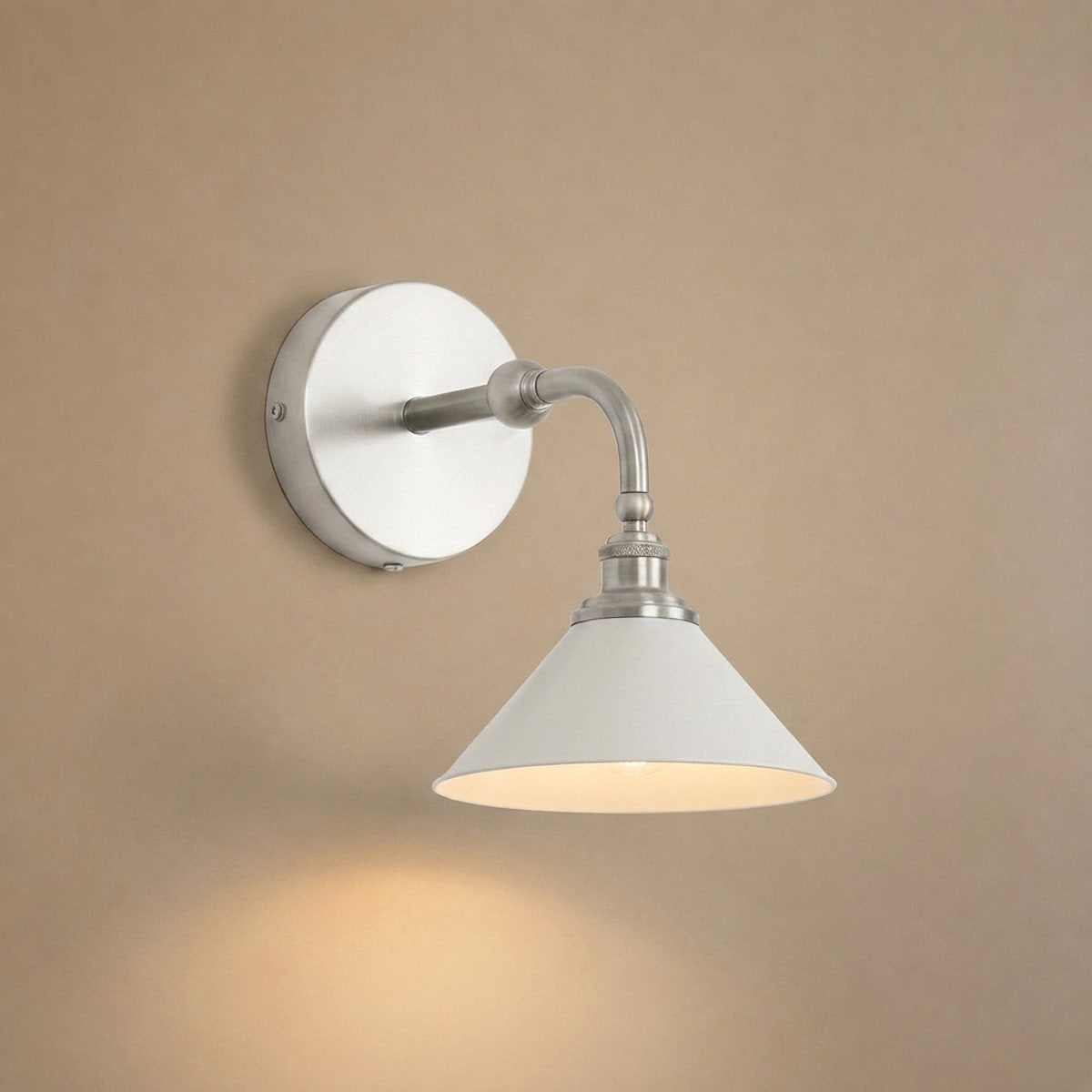 Bridgemont Wall Lamp, 9.1-Inch, Brass & White for Living Room