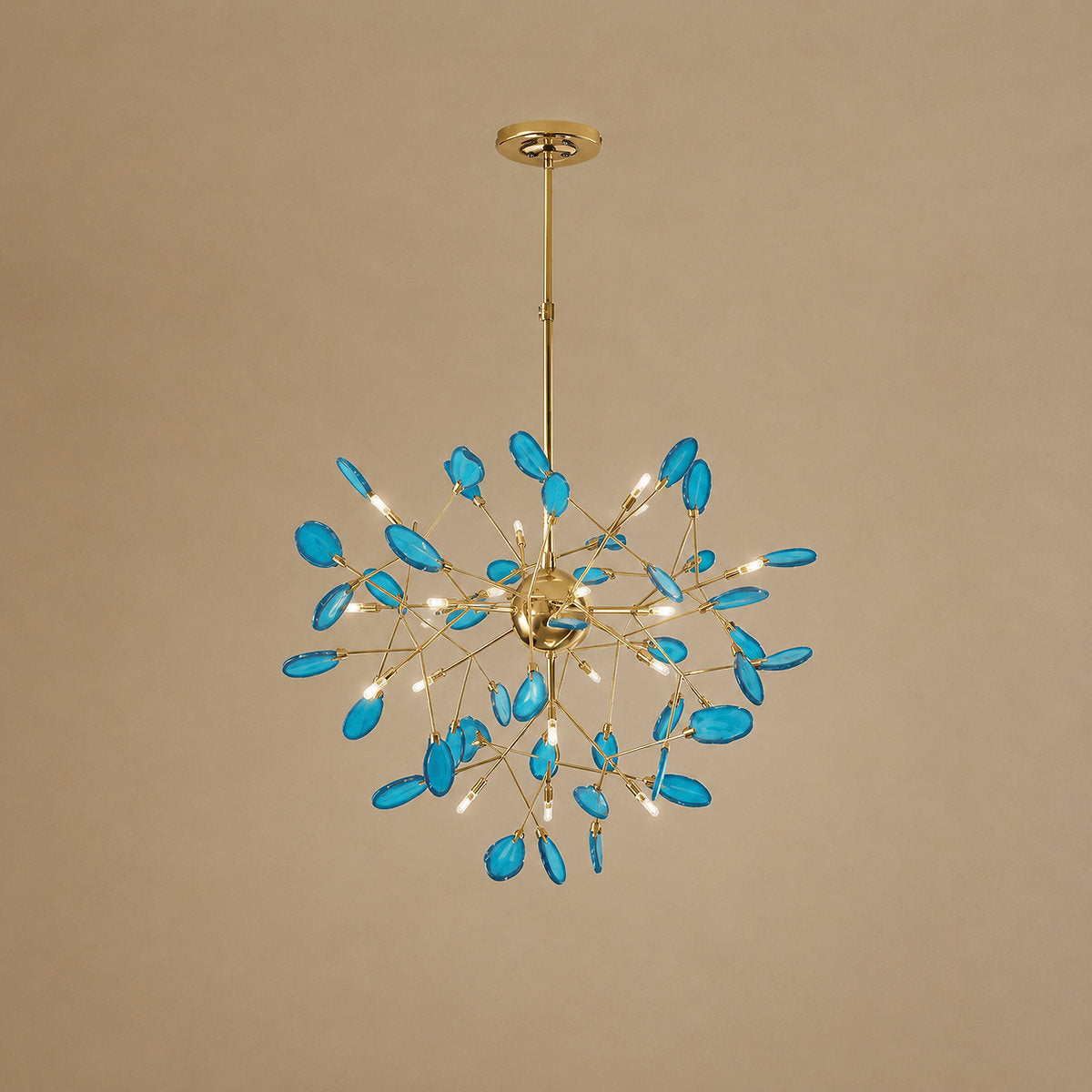 Rose Gold Chandelier with Natural Stone Slices