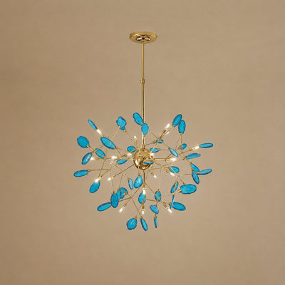 Rose Gold Chandelier with Natural Stone Slices
