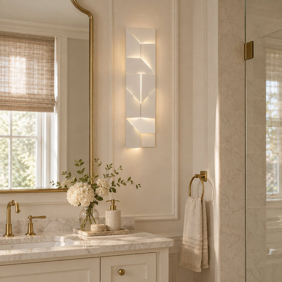 Shadows Grand Wall Lamp, L 11.8-Inch, White & Wired version, Wired & Warm Light for Living Room