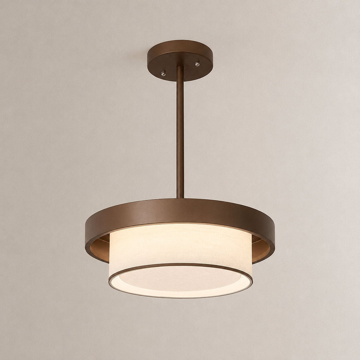 Sculptural Triple-Tiered Fabric Ring Pendant Lamp