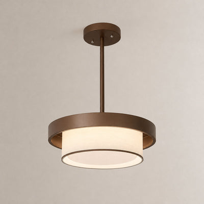 Sculptural Triple-Tiered Fabric Ring Pendant Lamp