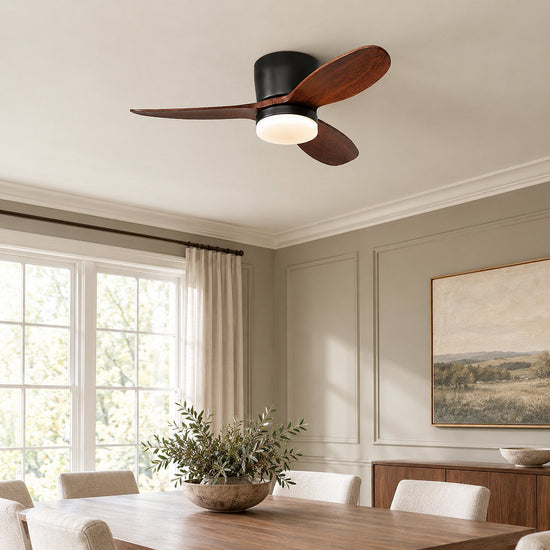 Lumo Petal Ceiling Fan Light, 36-Inch x H 9.4-Inch, Walnut & Black, Warm Light for Living Room