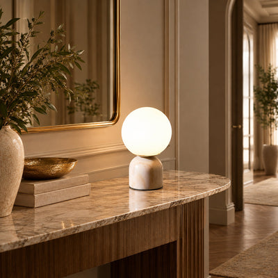Tricolordeer Globe Glass & Marble Table Lamp