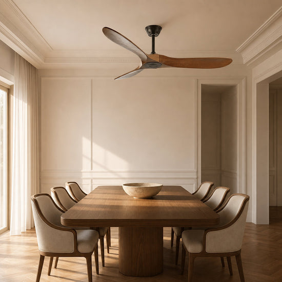 Aero Breeze Ceiling Fan Light, 42~52-Inch x H 13.8-Inch, Walnut Wood & Black for Living Room