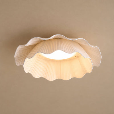 Tricolordeer Pleated Brass Flush Mount Ceiling Lamp