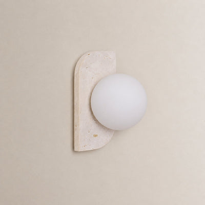 Elysian Travertine Wall Lamp, 3.9-Inch x H 7.1~18.9-Inch, Yellow Travertine & White for Living Room & Dining Room