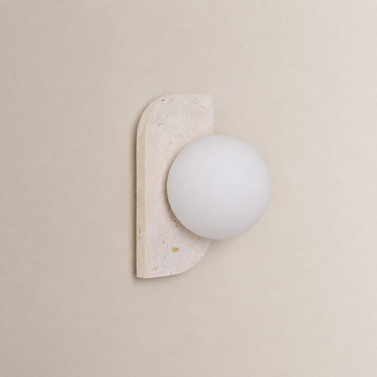 Elysian Travertine Wall Lamp, 3.9-Inch x H 7.1~18.9-Inch, Yellow Travertine & White for Living Room & Dining Room