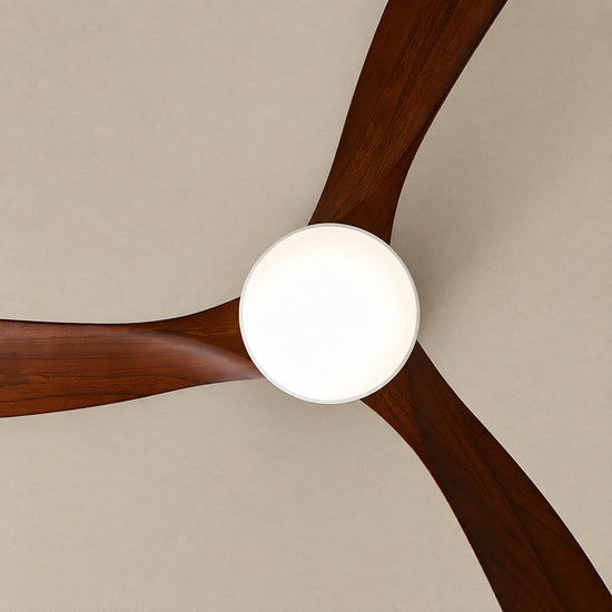 Nordic Wooden Ceiling Fan Light, 42-Inch x H 11-Inch, White & Natural Wood, Power: ~18W & Warm Light for Living Room
