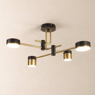 Sculptural Gold and Black LED Chandelier