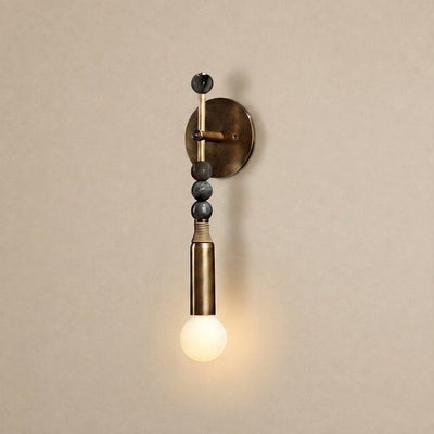 Toam Wall Lamp, 5.9-Inch, Antique Brass & Green Marble for Living Room