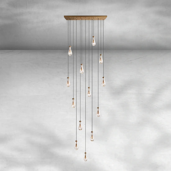 Soltaire Raindrop Glass Linear Chandelier 54"