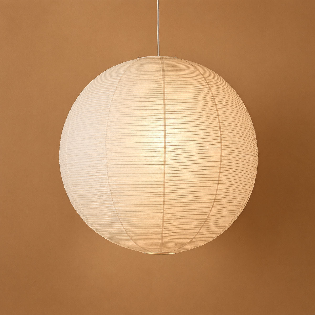 Round Sculptural Bamboo Pendant Light Warm Light for Dining Room & Bedroom