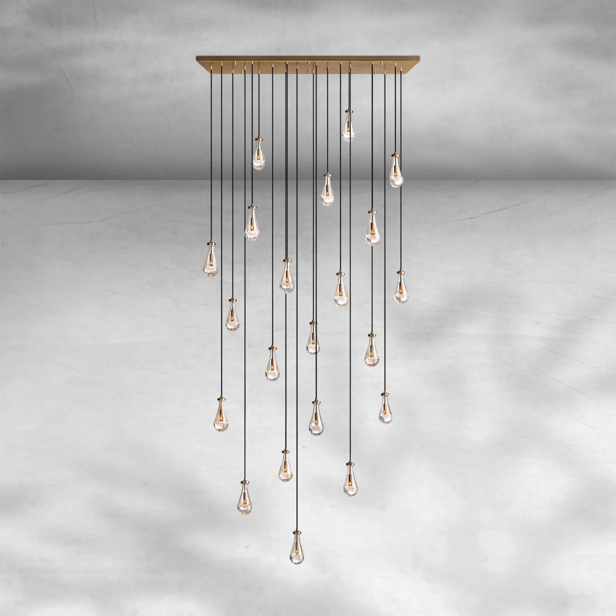Soltaire Raindrop Glass Linear Chandelier 72"