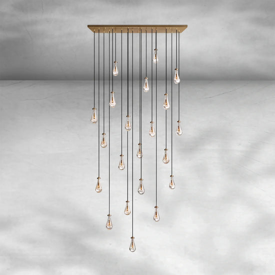 Soltaire Raindrop Glass Linear Chandelier 72"