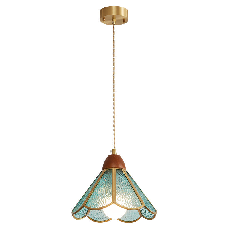 Artisan Glass and Wood Pendant Lamp for Dining Room & Living Room