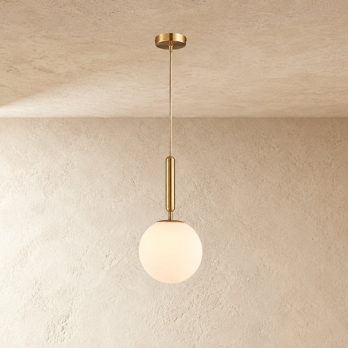 Minimalist Spherical Glass Brass Pendant Light