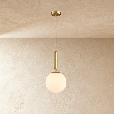 Minimalist Spherical Glass Brass Pendant Light