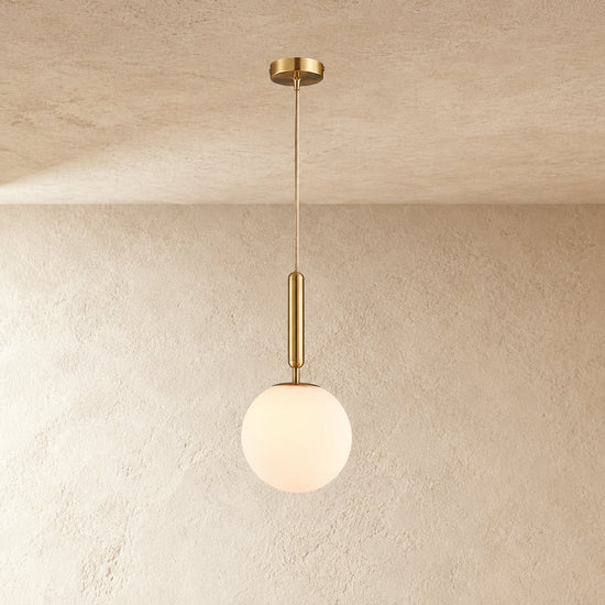 Minimalist Spherical Glass Brass Pendant Light