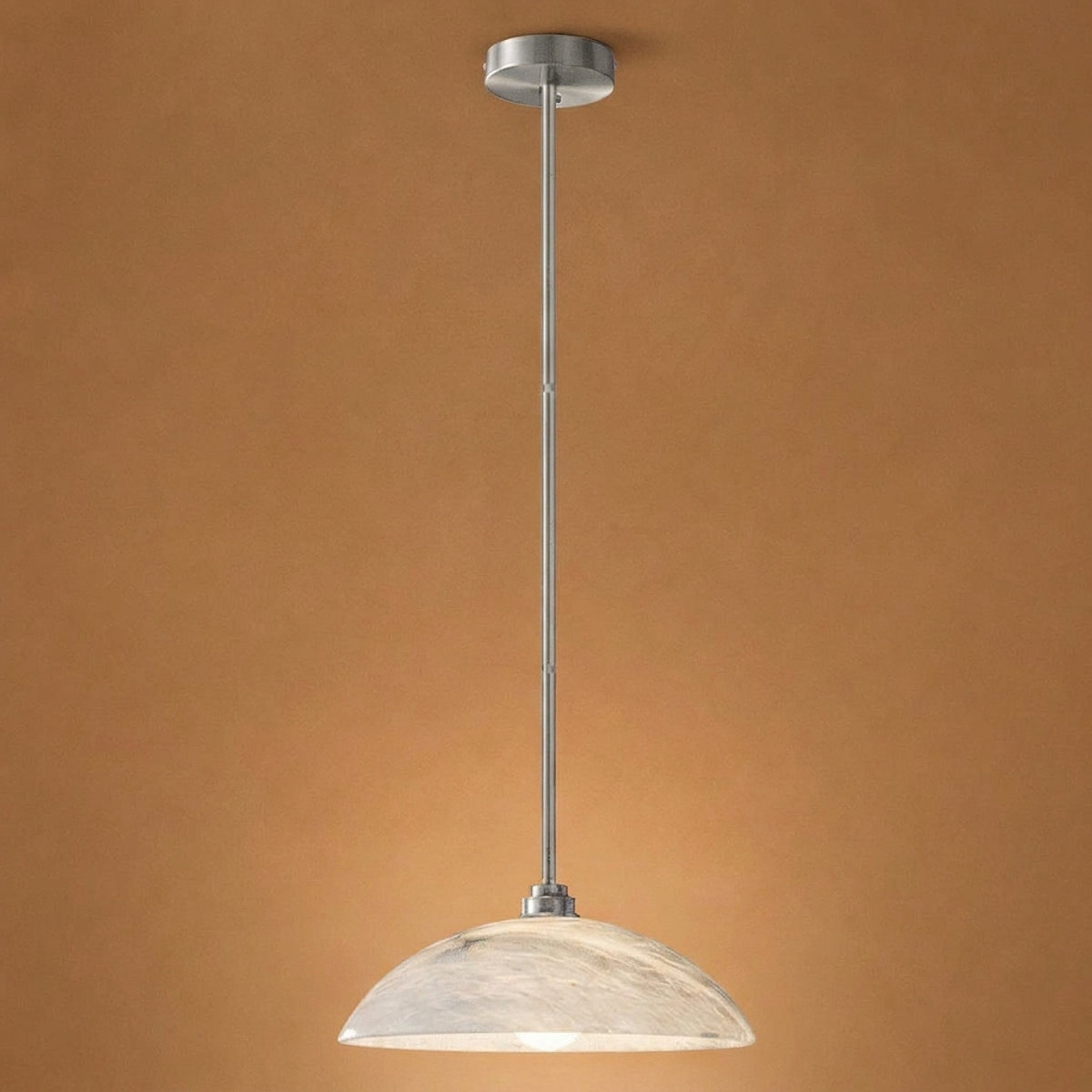 Alabaster Dome Pendant Light Brass & White for Dining Room & Living Room