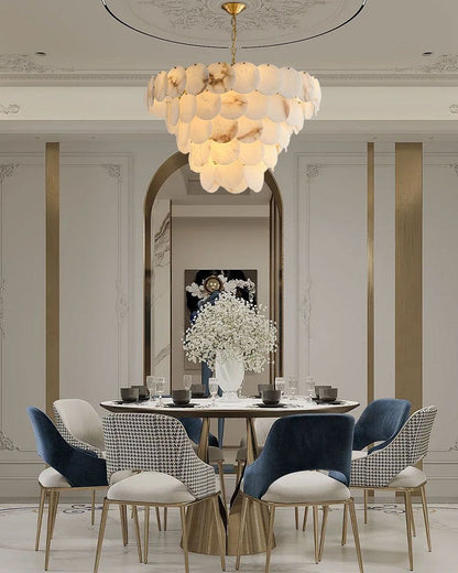 Alabaster Magnolia Multi-tiered Round Chandelier Lighting