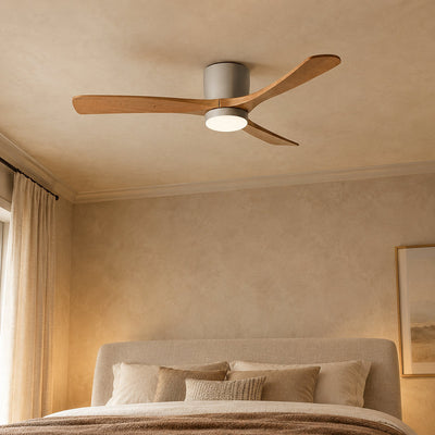 Nordic Wooden Ceiling Fan Light, 42-Inch x H 11-Inch, White & Natural Wood, Power: ~18W & Warm Light for Living Room