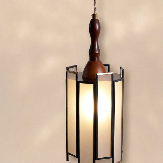 Artisan Glass and Wood Pendant Lamp for Dining Room & Living Room