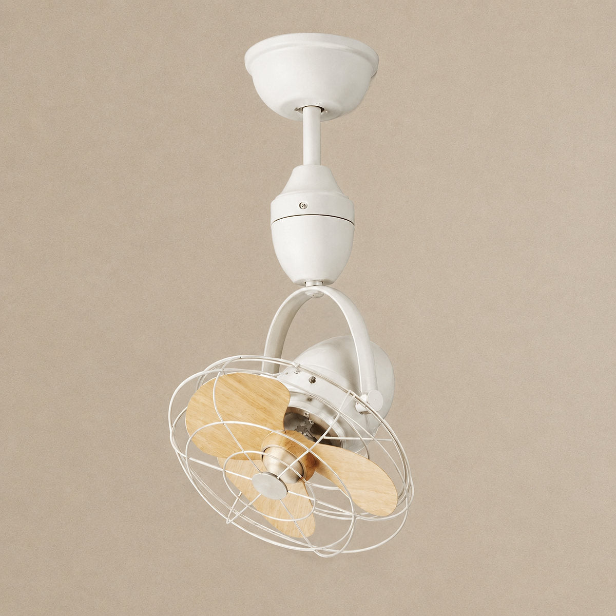 Venturo Cage Ceiling Fan Light, 12-Inch x H 23.6-Inch, Black & Walnut for Living Room