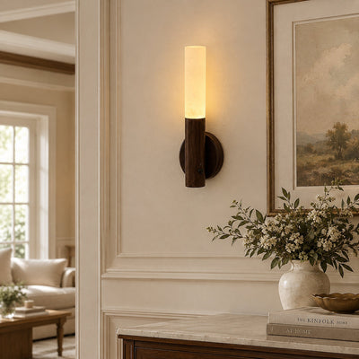 Nomad Magnet Rechargeable Wall Lamp, 1-Inch x H 7.1-Inch, Walnut Wood & White, Warm Light for Bedroom & Living Room