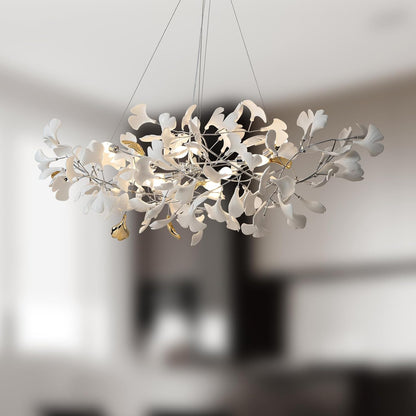 Ceramic Ginkgo Leaf Chandelier 59"
