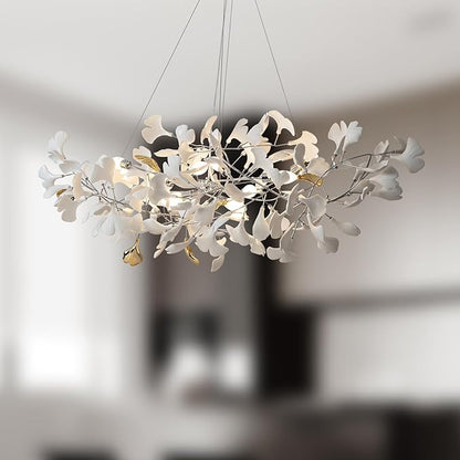 Ceramic Ginkgo Leaf Chandelier 59"