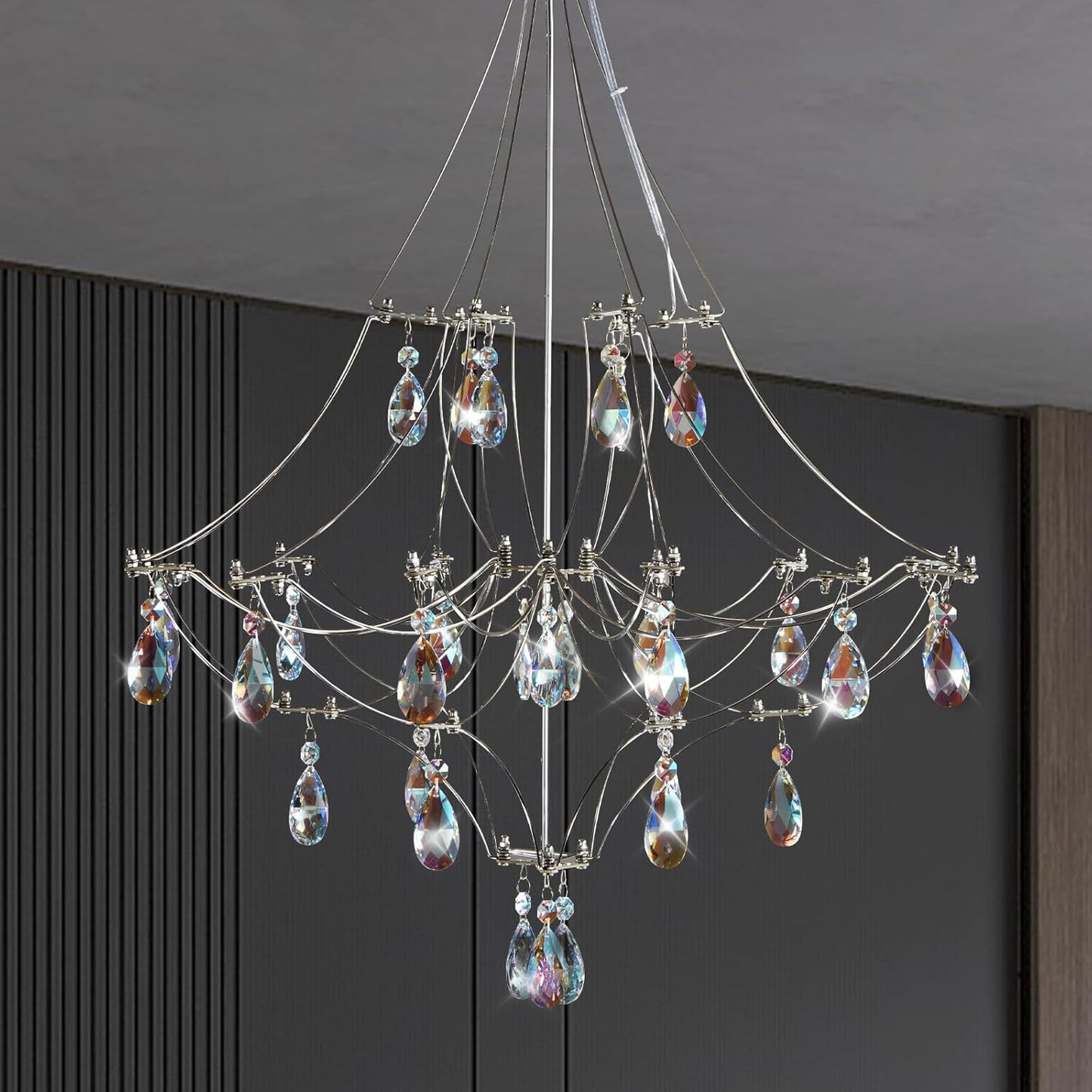 Crystal Chandelier 23.6 inch Sliver Round Chandelier