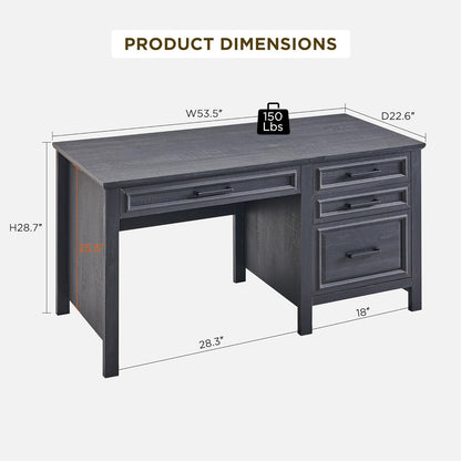 Modern Farmhouse Computer Desk with File Cabinet, Study Writing Table