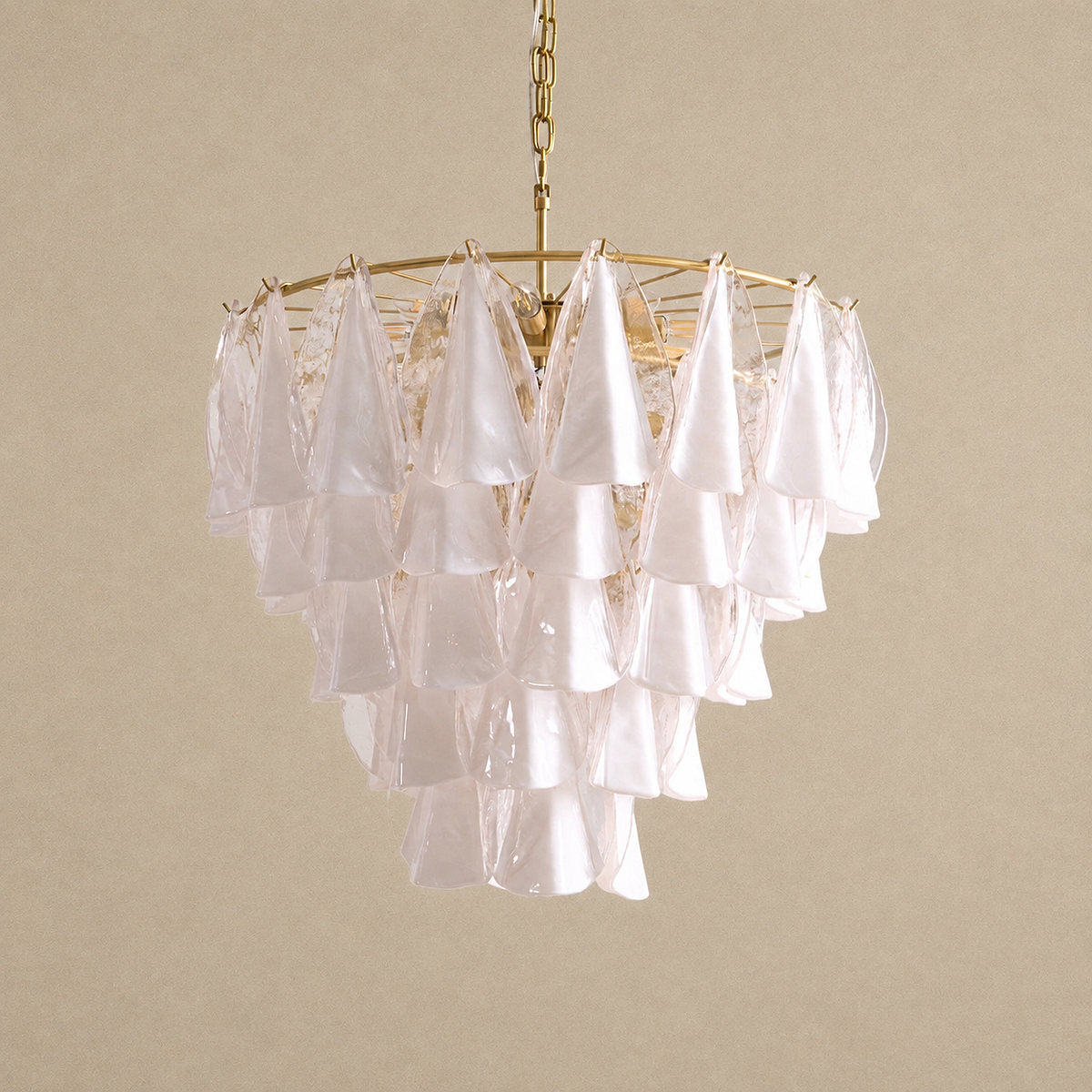 Tricolordeer Round White Glass Chandelier