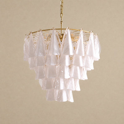 Tricolordeer Round White Glass Chandelier