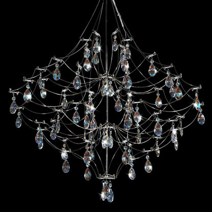 Modern Crystal Raindrop Chandelier - 31.5 Inch Silver