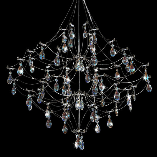 Modern Crystal Raindrop Chandelier - 31.5 Inch Silver