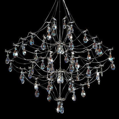 Modern Crystal Raindrop Chandelier - 31.5 Inch Silver