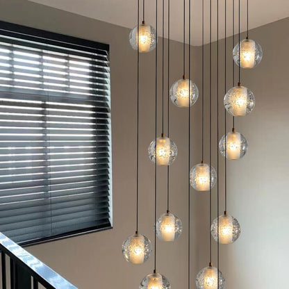 Modern style spiral staircase crystal ball chandelier