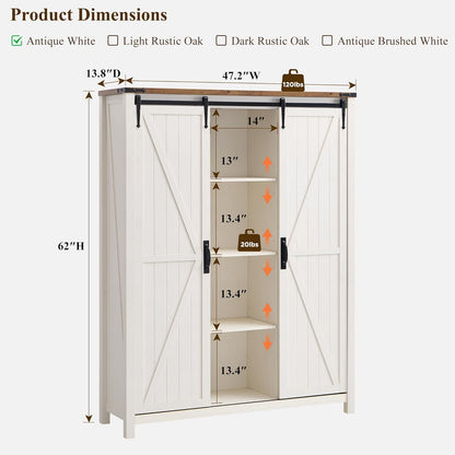 OKD: 7-Tier Antique White Farmhouse Shoe Storage Cabinet Organizer