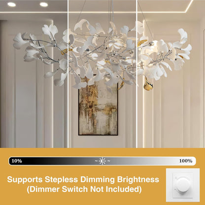 Ceramic Ginkgo Leaf Chandelier 59"