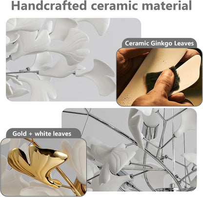 Ceramic Ginkgo Leaf Chandelier 47.2"